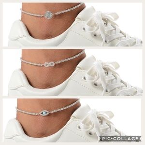 Infiniti, pave disc, or Evil Eye cz Anklet